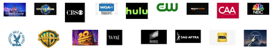 montage of hollywood agency logos, studio logos, production company logos