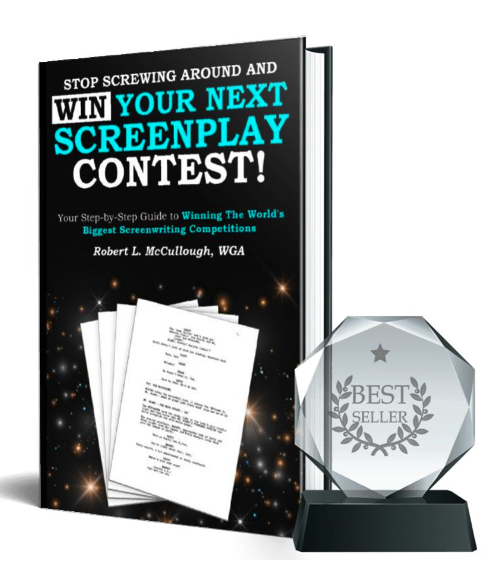 3d cover of book Stop Screwing Around and Win Your Next Screenplay Contest with crystal Best Seller award