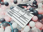 film slate on pile of balloons